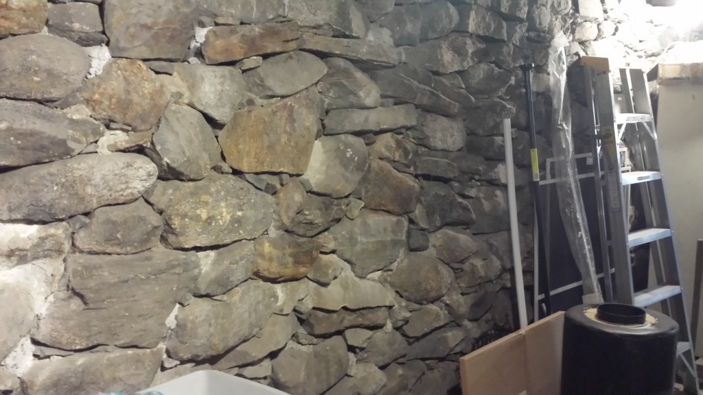 historic rubble stone foundation in Massachusetts home