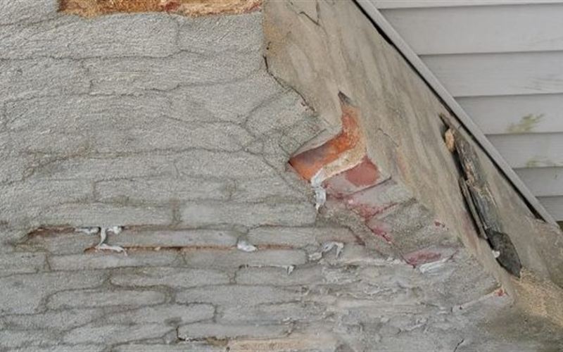 Flaking or spalling brick